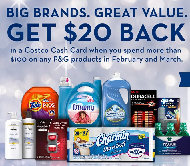 Costco P G 20 Gift Card Rebate Offer NOW 33 The Coupon Project Costco P G 20 Gift Card Rebate Offer NOW 33 The Coupon Project