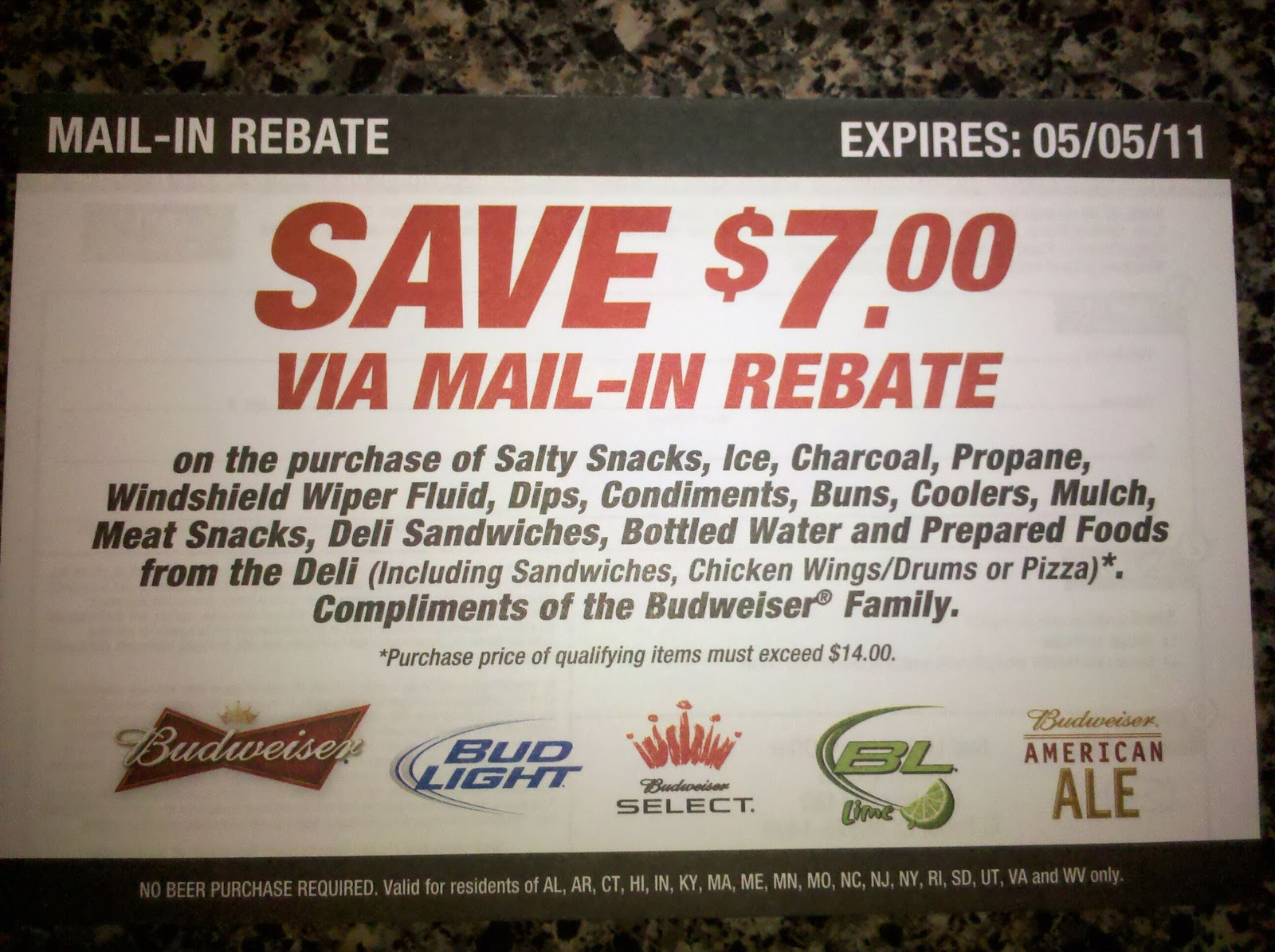 Coupon STL Budweiser Beer Rebate 7 On Snacks Ice Charcoal Coupon STL Budweiser Beer Rebate 7 On Snacks Ice Charcoal
